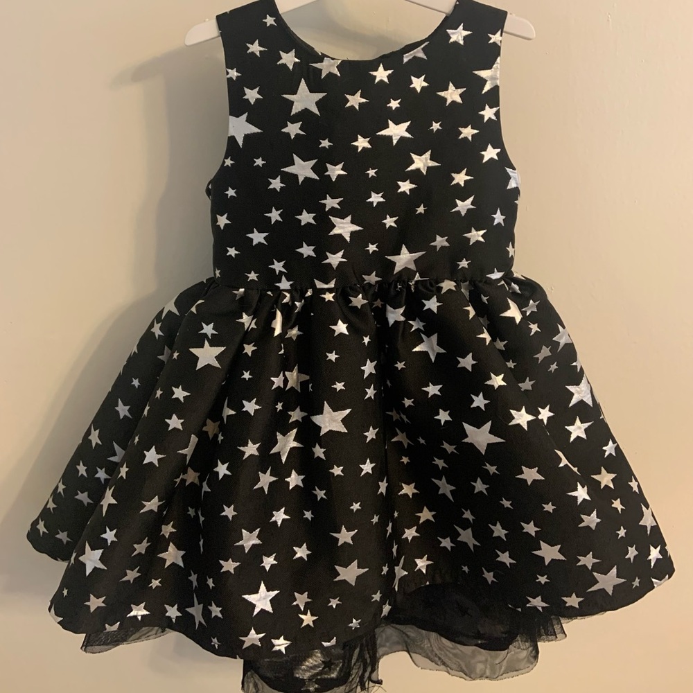 H&M Girl's Size 1.5 -2 Yrs Black Special Occasion Dress With Silver Stars